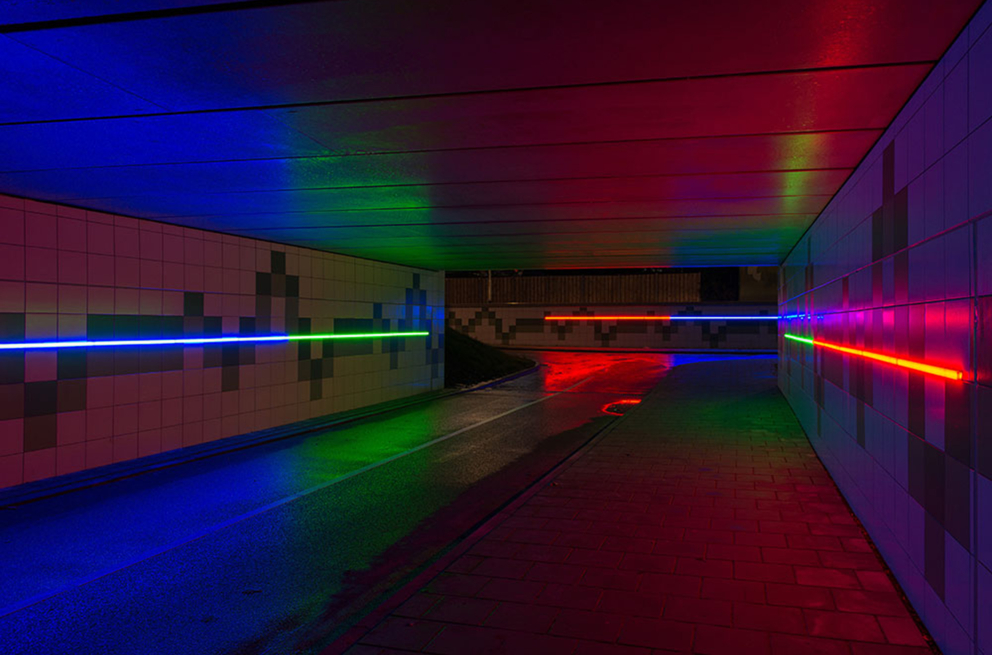 Lightronics VENTEGO armaturen in een fietstunnel op het Kazerneplein in Goes