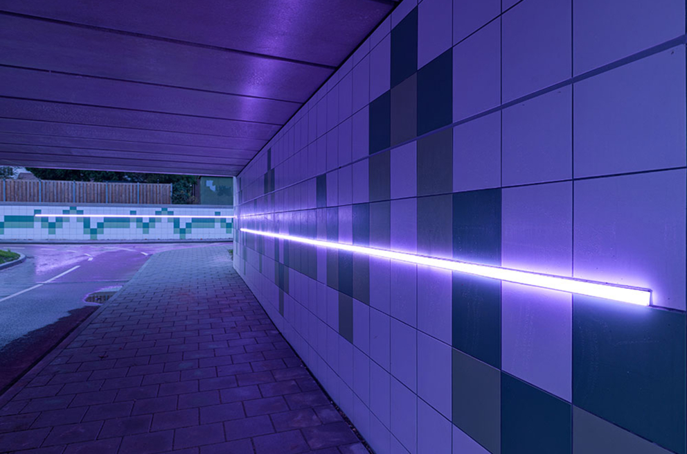 Lightronics VENTEGO armaturen in een fietstunnel op het Kazerneplein in Goes
