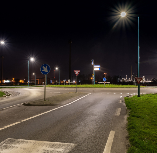 Lightronics BRISA en BRISA PLUS armaturen langs een rotonde in Borsele Lightronics BRISA en BRISA PLUS armaturen langs een rotonde in Borsele