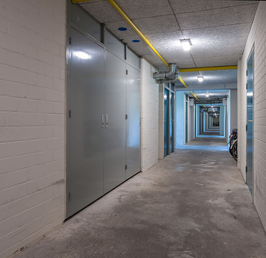 Lightronics PVX armaturen in een berging van een appartementencomplex in de Speenkruidstraat in Assen